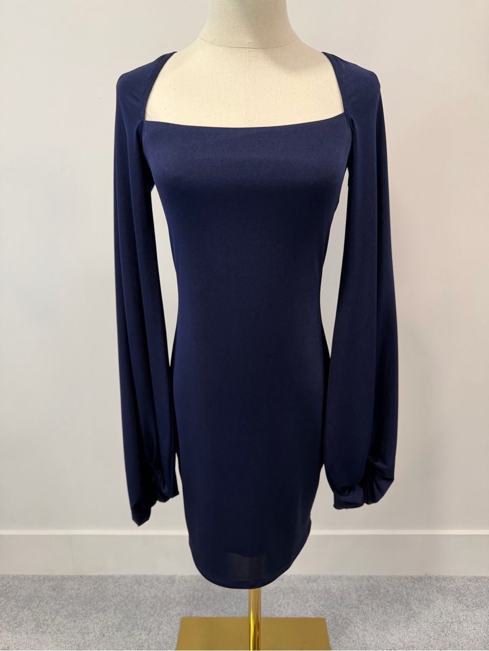 Lucy in the Sky Navy Square-Neck Long-Sleeve Bodycon Dress